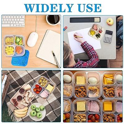 10 Pcs Snack Bento Boxes,4-Compartment Lunch Containers,Reusable Food  container with Lid for Travel,School,Work,Kids Adults