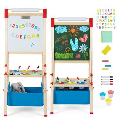 Costzon Easel for Kids, All in 1 Double Sided Wooden Art Easel w/Magnetic  Chalkboard, Whiteboard, Paper Roll, Storage Tray & Bag, Letters & Numbers  Magnets, Height Adjustable Toddler Easel - Yahoo Shopping