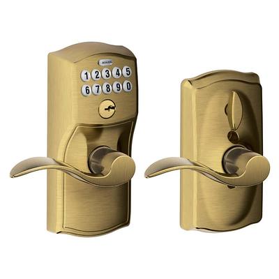 Schlage Camelot - Keypad Entry with Auto-Lock Door Satin Nickel Accent Lever