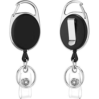 QREEL Badge Holders, Retractable Badge Reels with Carabiner Key