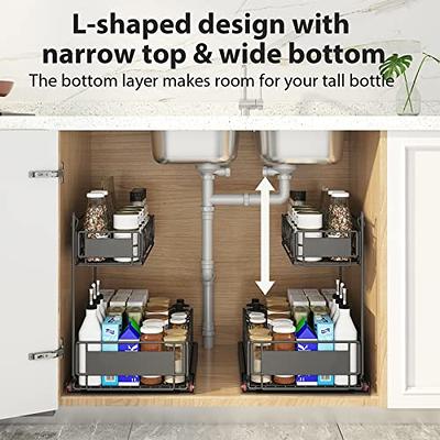 REALINN Under Sink Organizer, Pull Out Cabinet Organizer 2 Tier Slide Out  Sink Shelf Cabinet Storage Shelves, Under Sink Storage for Kitchen Bathroom