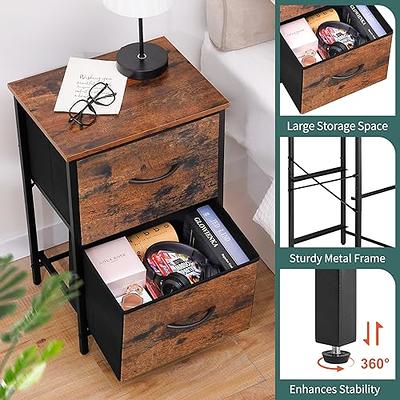 Storage Drawer Nightstand Woven Basket Cabinet Bedside Table - Costway