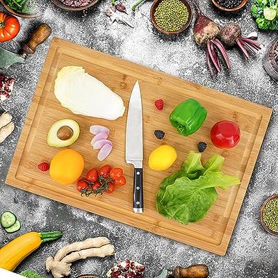 Organic Bamboo Cutting Board with Juice Groove - Kitchen Chopping Board for Meat