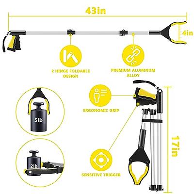 EZPIK® Folding Grabber Reacher 43 Inch + Magnets, Grabbers for Elderly Grab  It Reaching Tool Heavy Duty, Trash Grabber Tool, Reacher Grabber Pickup  Tool with Rotating Head and Extra Long Handle 
