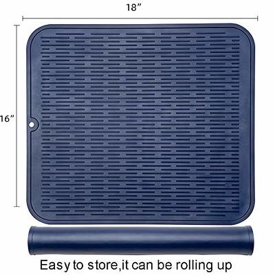 Unique Bargains Silicone Dish Drying Mat Set Reusable Sink Drain Pad Heat  Resistant Black,Green 12 x 9 x 0.24 inch 