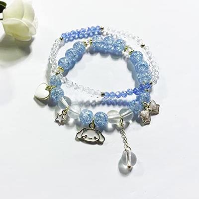 Kawaii Bracelet Cartoon Crystal Beads Bracelets Elastic Beaded Bracelets  for Girls Women Jewelry Charm Accessories