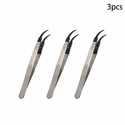 Straight Aimed Ceramic Tweezers for Electronics Soldering with Stainless  Steel Handle Black Tweezers Hand Tool Precision Tweezer