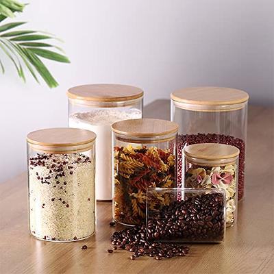 Tzerotone Glass flour Jars with Airtight Lids, 6 Pack Sugar and