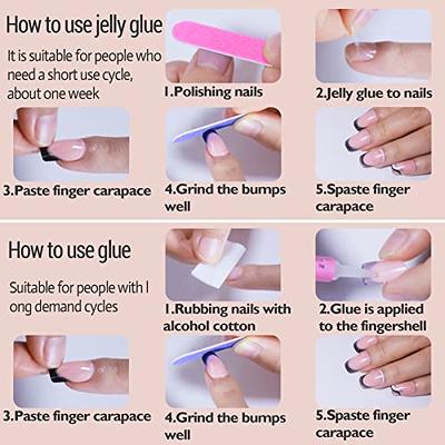 Faux Nails With Glue & Jelly Gum - Long & Short Styles, Multiple