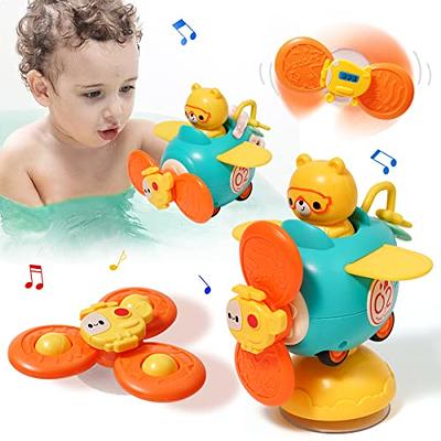 HINZER 3-in-1 High Chair Toys with Suction Cup Spinner Toy for Baby Toys 6 to 12-18 Months Infant Bath Toys for Toddlers 1-3 Spinning Suction Tray