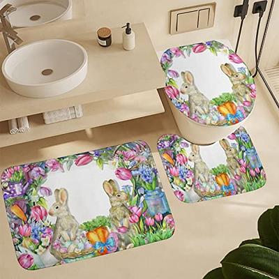 3pc Bathroom Rugs, Velvet Memory Foam Bath Mat - Non-Slip Bath