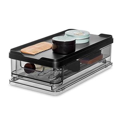 iDesign The Sarah Tanno Collection Small Stacking Cosmetic Drawer Organizer  with Lid and Divider, Smoke/Black - Yahoo Shopping