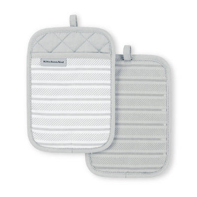 Kitchenaid 2pk Silicone Ribbed Pot Holders Gray : Target