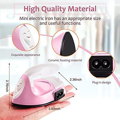 Mini Craft Iron Mini Heat Press Mini Iron Portable Handy Heat Press Small  Iron with Charging Base Accessories for Beads Patch Clothes DIY Shoes  T-Shirts Heat Transfer Vinyl Projects (Light Pink) 