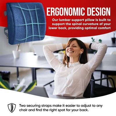  FORTEM , Seat Cushion for Office Chair, Lumbar Support Pillow ,  Car Seat Cushion, Back Support Memory Foam Pillow Washable Cover : Office  Products