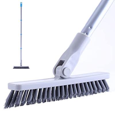 ITTAHO Scrub Brush with Long Handle,Grout Cleaner Brush and Small Cleaning  Brush Set for Scrubbing Tile Marble Stone Bathroom Patio Garage Deck Floor