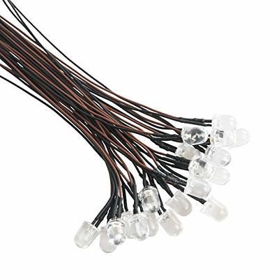 EDGELEC 30pcs 12 Volt 5mm White LED Lights Emitting Diodes Pre Wired 7.9  inch DC 12v LED Light Clear Lens Small LED Lamps