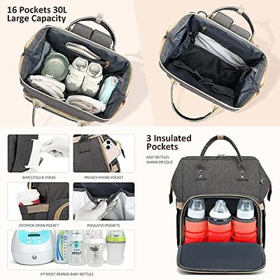 Baby Diaper Bag Backpack with Changing Station - Waterproof, Large 30L  Capacity for Boy, Girl, Mom, Dad - Travel Baby Bag with Stroller Straps