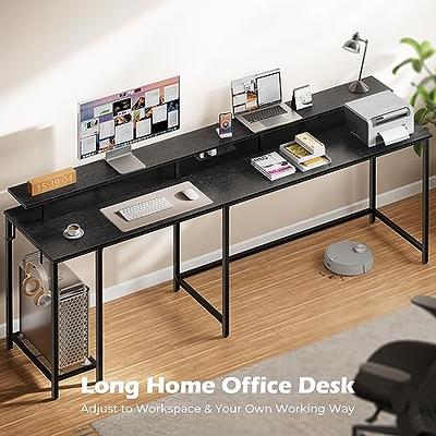 56 L Shaped Gaming Desk with LED Lights & Power Outlets, Reversible Computer  Desk with Full Monitor Stand & Storage Shelves, Ergonomic Home Office  Corner Desk, Black 