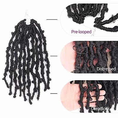 Butterfly Locs Crochet Hair 12inch 8packs Pre Looped Distressed Faux Locs  Crochet Hair Butterfly Faux Locs Crochet Hair Short Bob Twist Braids  Hair(12inch(pack of 8), T30) 12 Inch(pack of 8) T30