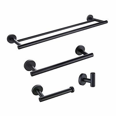 Tudoccy 5-Pieces Matte Black Bathroom Hardware Set SUS304 Stainless Steel  Round Wall Mounted - Includes 16 Hand Towel Bar, Toilet Paper Holder, 3