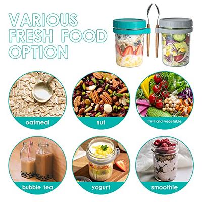 10oz Glass Jars With Lids And Spoons, Airtight Containers For Overnight  Oats, Cereal, Milk And Yogurt, Large Capacity