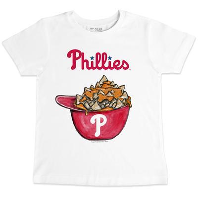 Girls Toddler Tiny Turnip White Philadelphia Phillies Baseball Bow Fringe T-Shirt