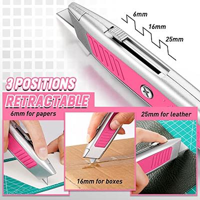 Pink Power Retractable Box Cutter Utility Knife Carpet Cardboard