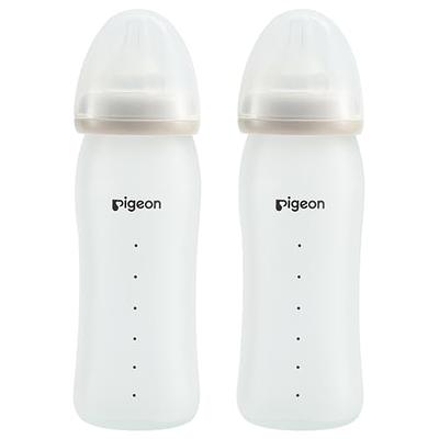 Pigeon Silicone Coating (Glass Inside/Silicone Outside) Nursing Bottle,  Wide Neck, Streamlined Body, Natural Feel, Easy to Clean, Heat-Resistant