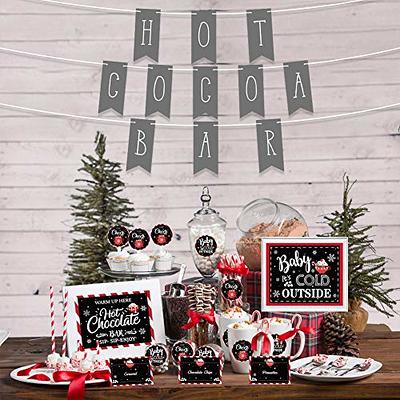 Hot Cocoa Bar Kit Hot Chocolate Bar Supplies Toppings Labels Cup Tags Stickers for Wintertime Holiday Christmas Party New Year Party Birthday Party