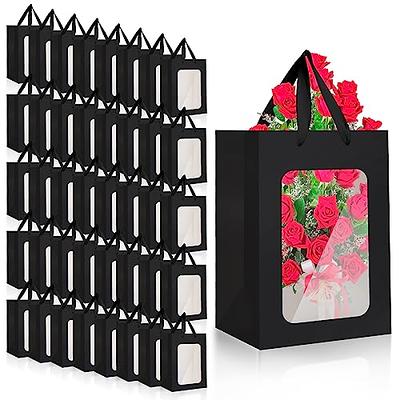 50 Pcs Paper Gift Bags With Window Kraft Shopping Bags With 