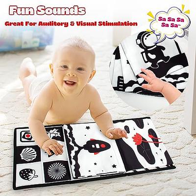  Tummy Time Floor Mirror with Teethers, Double-Sided Baby Mirror  Black and White High Contrast Baby Toys for Babies, Baby Montessori Toys  Crawling Developmental Newborn Infant Sensory Toys (A-Mirror) : Toys 