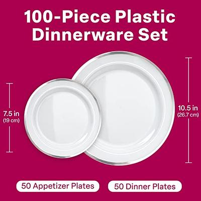 100 Pack 6.25 Inch Clear Plastic Disposable Plates, Elegant Heavy-Duty, Dessert or Salad Plates