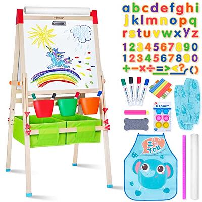 Duke Baby 3-in-1 Kids Art Easel with Dry-Erase Board, Chalkboard, Paper Roll and Art Supply Storage- Green