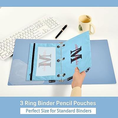 3 Ring Pencil Pouch Bulk, Pencil Pouches for 3 Ring Binders, 3 Holes Cloth  Zippered Pouches for Storing School and Office Supplies, Clear Pencil Pouch  Case 