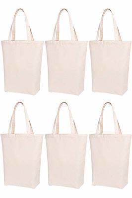 Tote Bag| Shopping Bags with Handle 6 Pockets| Blank Canvas Tote Bags for  DIYBranding Gift| Cloth Bags Reusable Grocery Bag