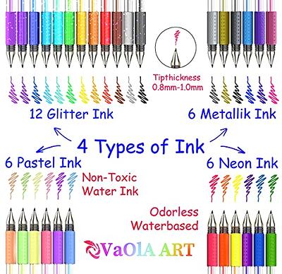 VaOlA ART Colored Pens 30 Psc Glitter Gel Pens for Kids Colorful