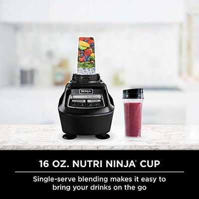 Genuine Ninja Blender BL770A Single Serve 16 oz Drinking Cup With Lid Glass