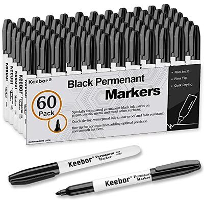 Ezzgol Permanent Markers Bulk, 72 Pack Black Permanent Marker Set, Fine  Tip, Waterproof Markers, Premium Smear Proof Pens, Waterproof, Quick  Drying