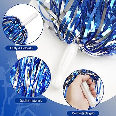 : DILIBRA 24 Pcs Metallic Cheerleading Pom Poms for Kids, Cheerleaders  Cheer Pom Poms with Baton Handle, Cheering Squad Hand Flower for Adults  Team Spirit Sports Game Dancing Party (Blue and