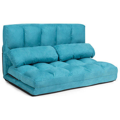 Sofa Bed Adjustable Folding Futon Sofa Trule Fabric: Blue Polyester