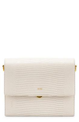 JW Pei Mini Flap Croc Embossed Faux Leather Crossbody Bag in Ivory Lizard