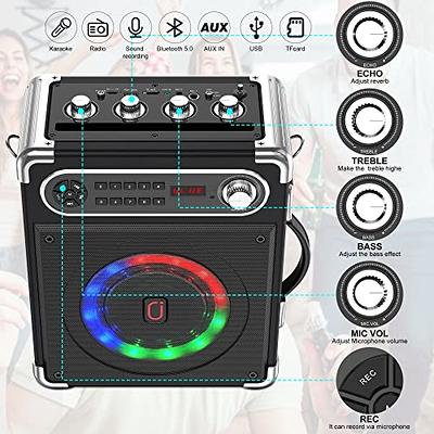 Portable Bluetooth PA Speaker System - 1000W Outdoor Bluetooth Speaker  Portable PA System w/Microphone in, Party Lights, USB SD Card Reader, FM  Radio