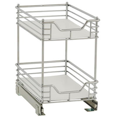 Silver Cabinet Organizer with Double Pull Out Basket 1239-1 - The