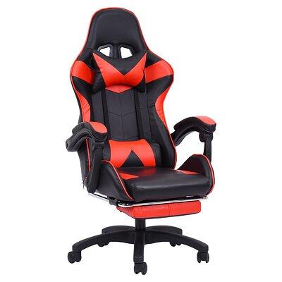 Inbox Zero Adjustable Reclining Faux Leather Swiveling PC & Racing Game Chair with Footrest Inbox Zero Color: Gray