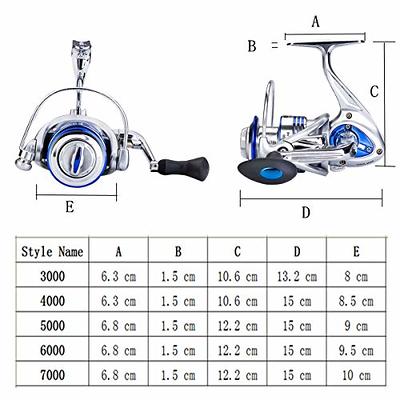 GetUSCart- Diwa Spinning Fishing Reels for Saltwater Freshwater 3000 4000  5000 6000 7000 Spools Ultra Smooth Ultralight Powerful Trout Bass Carp Gear  Stainless Ball Bearings Metal Body Ice Fishing Reels(7000)