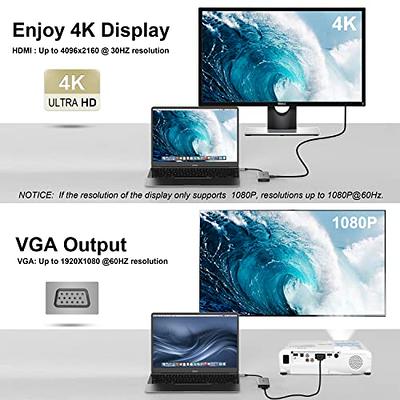  intpw USB C to VGA Adapter, USB-C to HDMI 4K Multiport Adapter  for MacBook Pro/MacBook Air/ipad Pro/Dell XPS/Nintendo Switch with  Thunderbolt 3 Port : Electronics