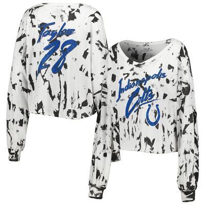 Nfl Indianapolis Colts Girls' Gray Tie-dye Crop Hooded Sweatshirt