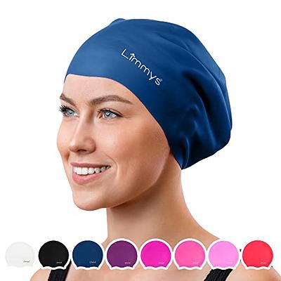  Swim Caps Ear Protection 3D - Swimming Cap for Women Men -  Silicone Swim Cap Waterproof - Fits Long Hair & Short - Adult Swim Cap -  Youth Swim Cap 