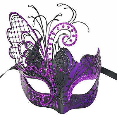 CYIWHI Purple Masquerade Mask Venetian Mask Halloween Mardi Gras Mask for  Women and Girls